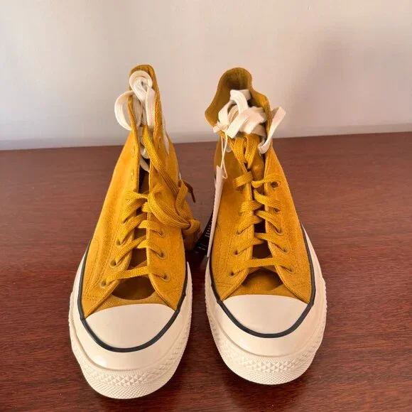 Converse Mustard Suede High Tops Size 9 New In Box - Picture 7 of 8